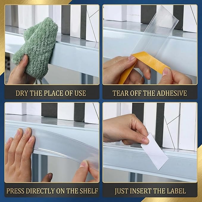Fainne 25 Pcs Shelf Label Strips 1.5''H x 48 L Self Adhesive Shelf Label Holder - Image 4
