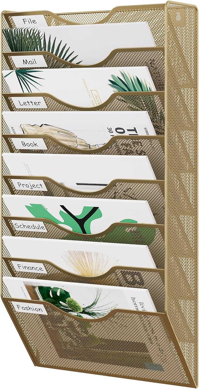 EasyPAG 8 Pocket Mesh Wall File Organizer, Hanging Paper Folder Holder by EasyPAG