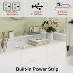 Welfuturer White Dresser with LED Lights and Charging Station - Image 5