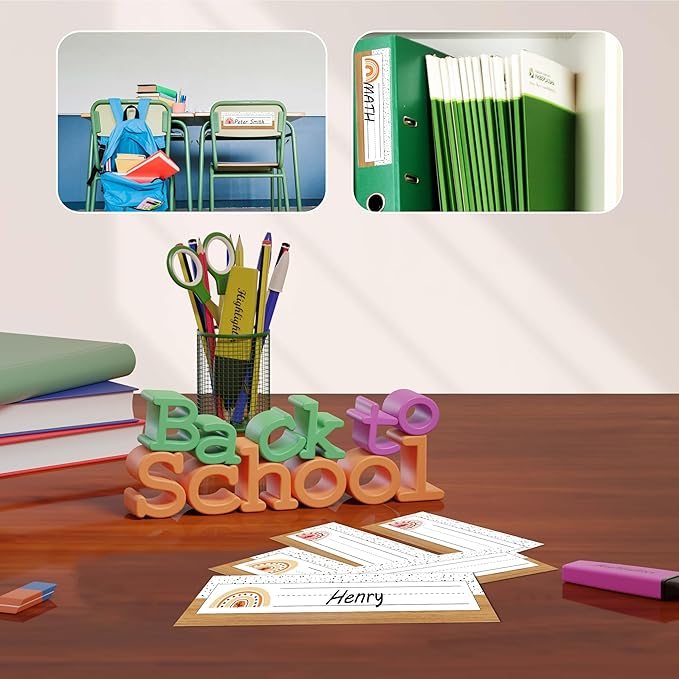 Name Tags for Classroom Cubbies, 30 Boho Rainbow Name Plates for Desks - Image 4
