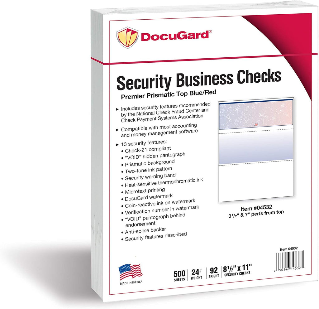 docugard blue/red premier prismatic top high security check shown in use