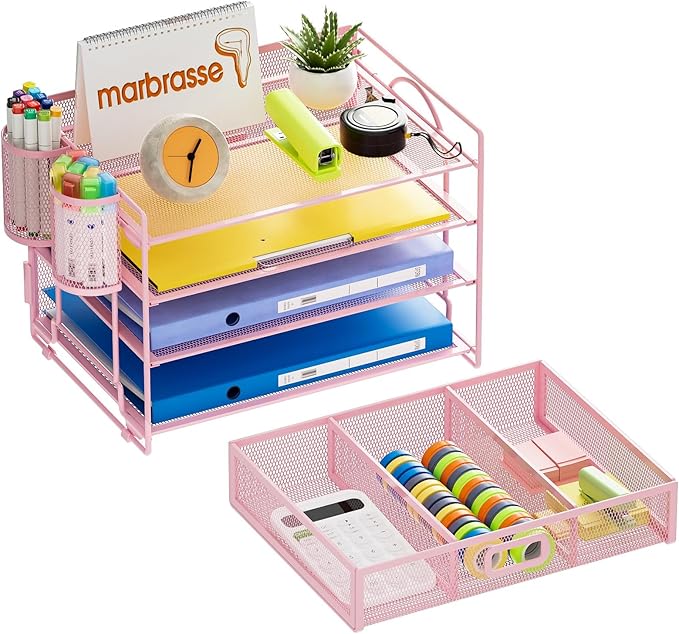 Marbrasse Desk Organizer and Accessories4-Tier Paper File Letter Tray - Image 2