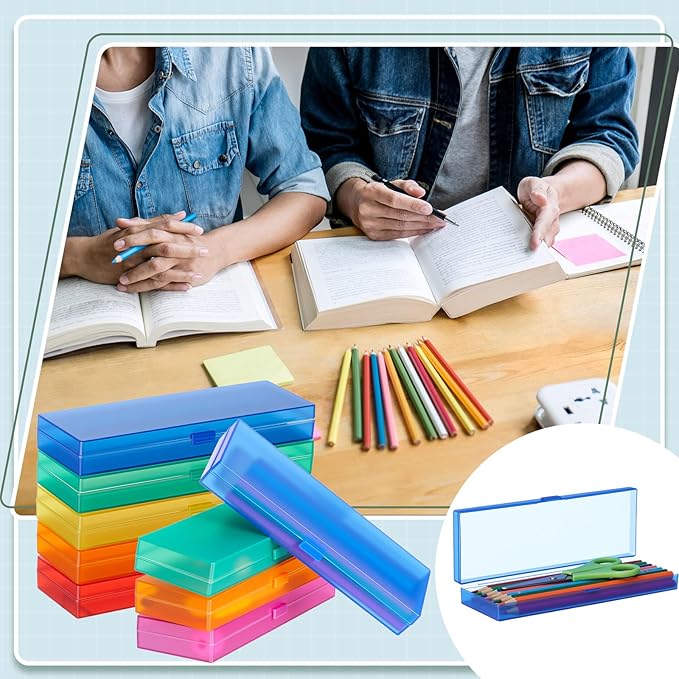 Fainne 24 Pcs Plastic Pencil Case Bulk Pencil Boxes Plastic Stationery Case - Image 6