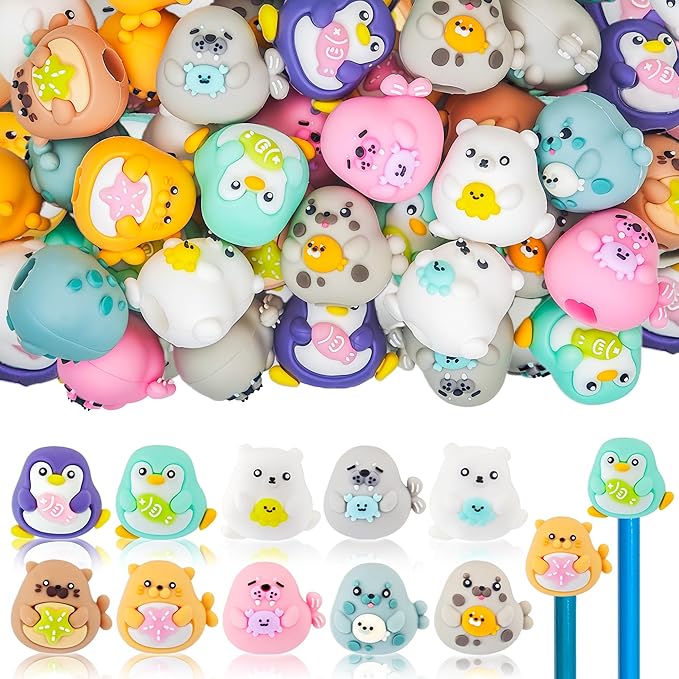 20 pcs Ocean Animal Pencil Topper Erasers by InnDiary