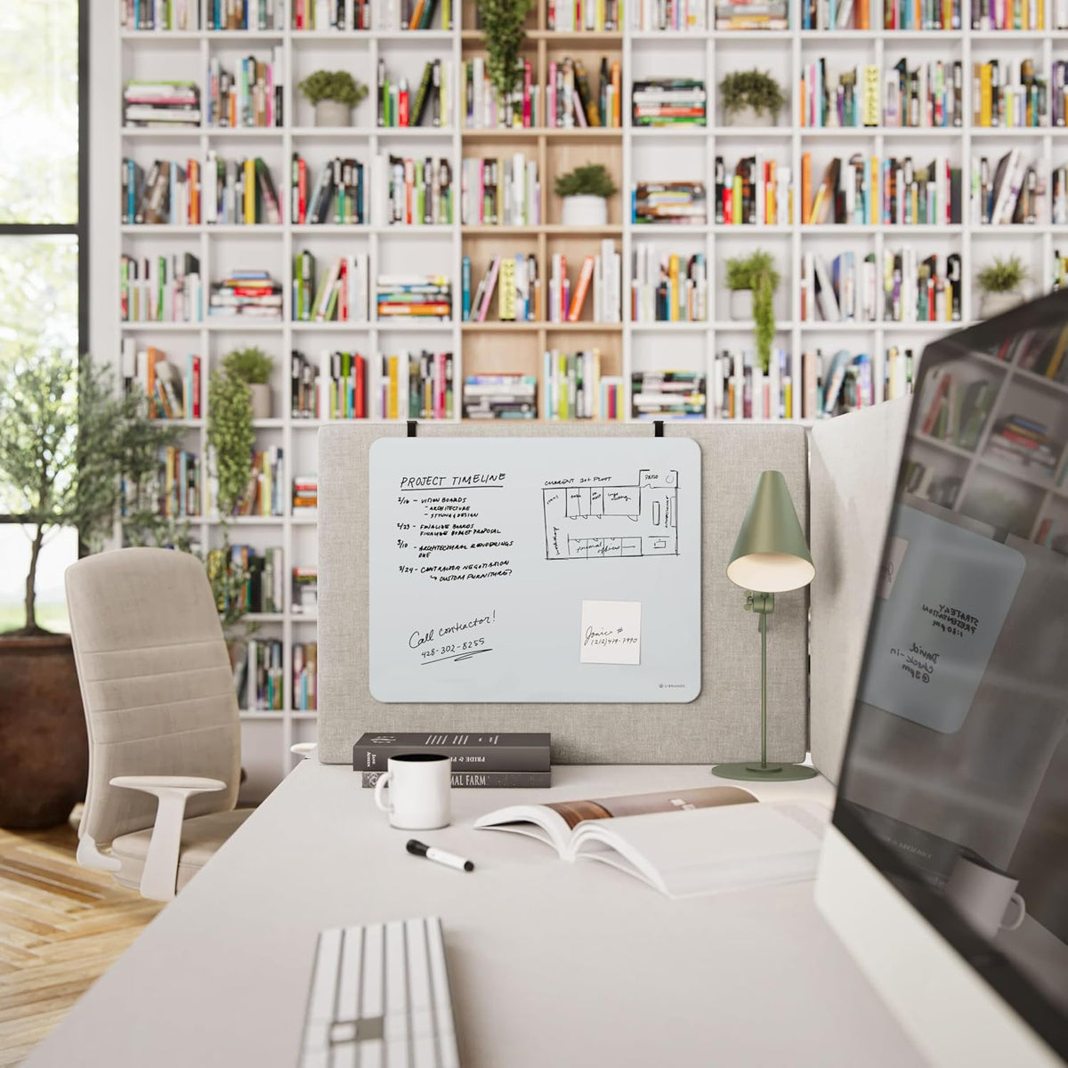 U Brands Glass Dry Erase Whiteboard, Cubicle Whiteboard, 16" x 20",...
