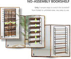 4NM No Assembly Extra Wide 6 Tiers Folding Bookshelf Storage Shelves Vintage - Image 6