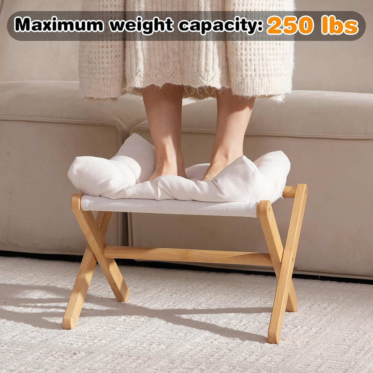 Baveke Foldable Ottoman Foot Rest for Chair, Small Foot Stools Ottoman for Ho...
