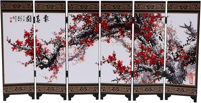 LUOZZY Chinese Style Mini Screen Ornaments Desktop Wooden Panel Divider by LUOZZY