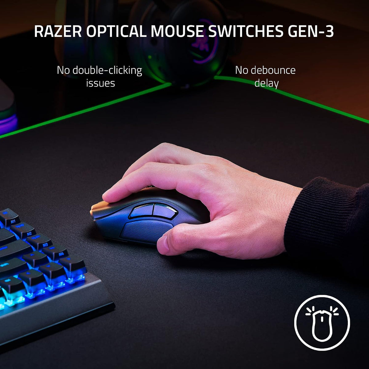 Razer Naga V2 Pro Wireless MMO Gaming Mouse, 300 Hr Battery, Black