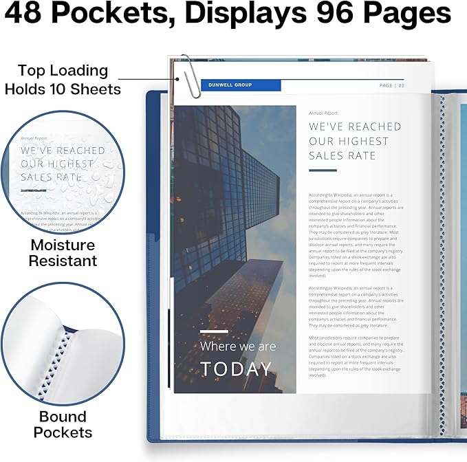 Dunwell Presentation Binder 48-Pocket, Displays 96 Pages, 8.5x11 Portfolio - Image 3
