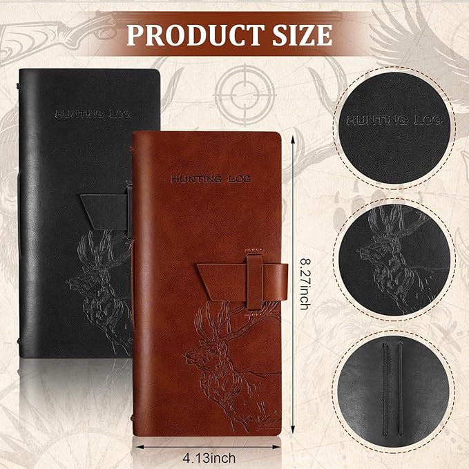 Eaasty 2 Pcs Leather Hunting Log Book Elk Hunting Journal Notebook - Image 2
