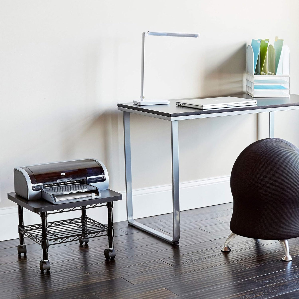 Safco Onyx Rolling Cart Printer Stand, Under-Desk Mobile Utility Table for Ho...