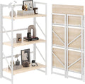 JSB No Assembly Folding Bookshelf, 3 Tier Industrial Metal Book Shelf by HomeFurniture