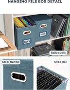 Oterri File Organizer Box with Lid, Hanging Filing File Box with Mesh Pocket - Image 5