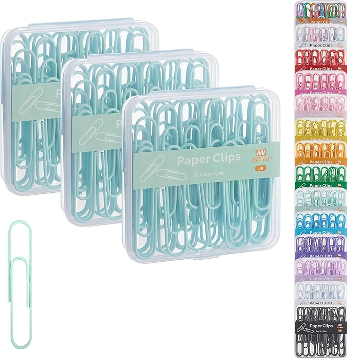 NEEWAY Colorful Large Paper Clips, 2 Inch Jumbo Paper Clips, 3 Pack of 50 by NEEWAY