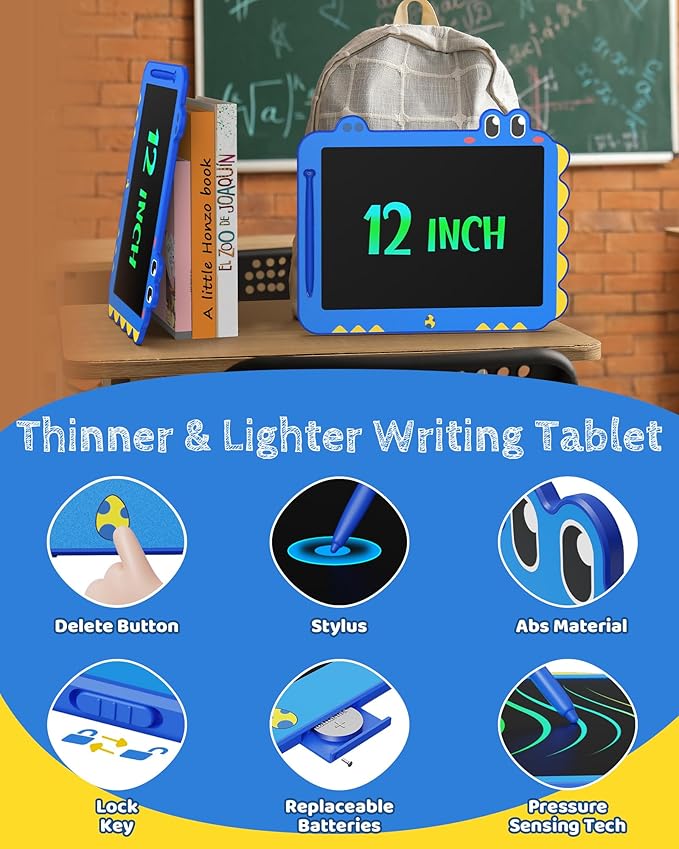 Kikapabi LCD Writing Tablet for Kids, 12 inch Dinosaur Doodle Board Toys Gifts - Image 2