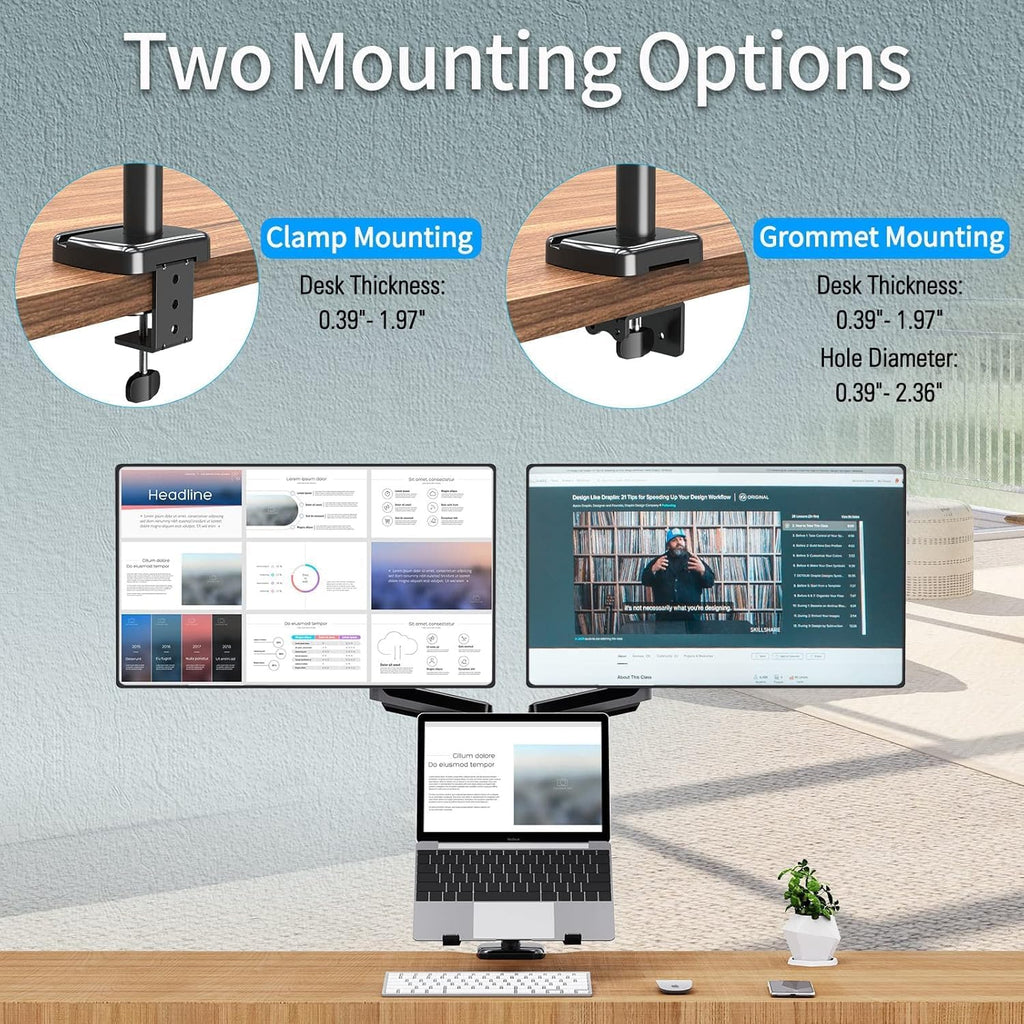 mountup dual monitor and laptop mount, adjustable monitor, package contents