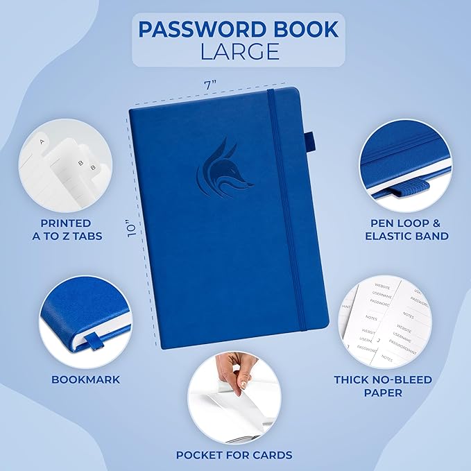 Clever Fox Password Book with alphabetical tabs. Internet Address Organizer - Image 2