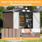 aoxun 6x4 ft outdoor storage shed, brown, package contents