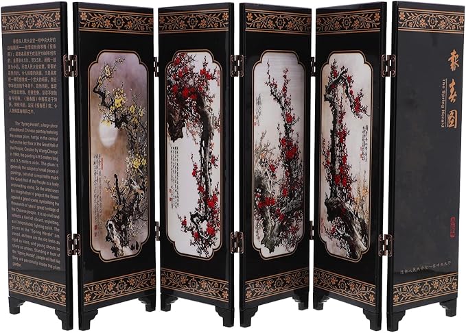LUOZZY Chinese Style Mini Screen Ornaments Desktop Wooden Panel Divider - Image 6