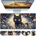 4-in-1 Mouse Pad Anime, Mouse Pad with Wrist Rest, | XXL Large Desk Mat Kawaii Mousepad with Gel Wrist Support Keyboard Wrists Rest Coaster, Ergonomic Gaming Cat Desk Pad