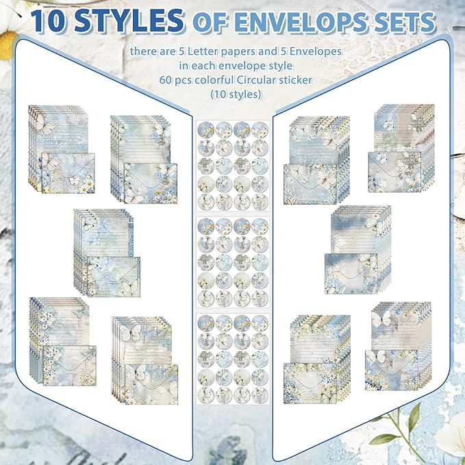 TaoBary 160 Pcs Stationery Paper Set 50 Double Sided Stationery Papers - Image 3
