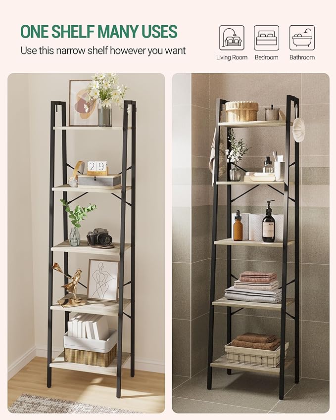 Hzuaneri Ladder Shelf, Bookshelf Bookcase, Freestanding Corner Storage Shelve - Image 4