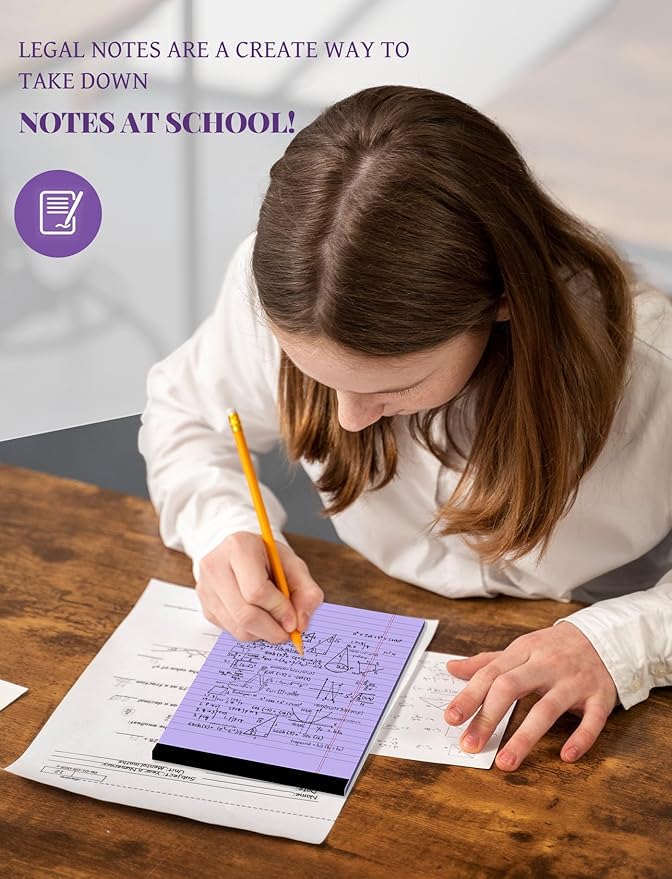7pcs Small Legal Pads 5x8 Note Pads Purple Notepad College Ruled Notepad 5x8 - Image 7