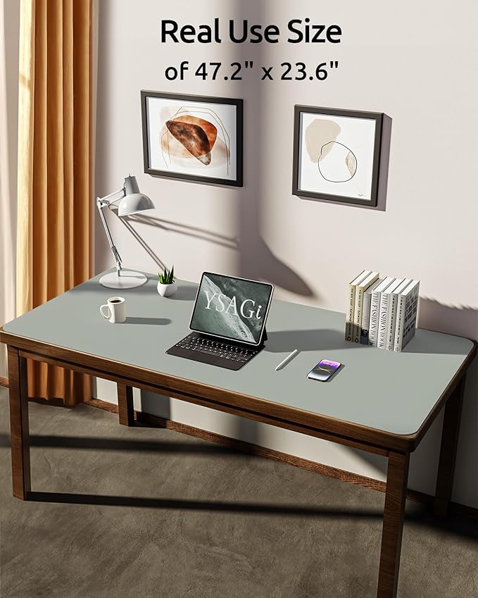 YSAGi Leather Desk Protector, Office Mat, Large Mouse Mat, Non-Slip PU Leather - Image 3