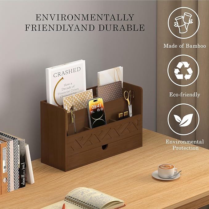 Bamboo Mail Organizer Countertop Desktop - Image 4