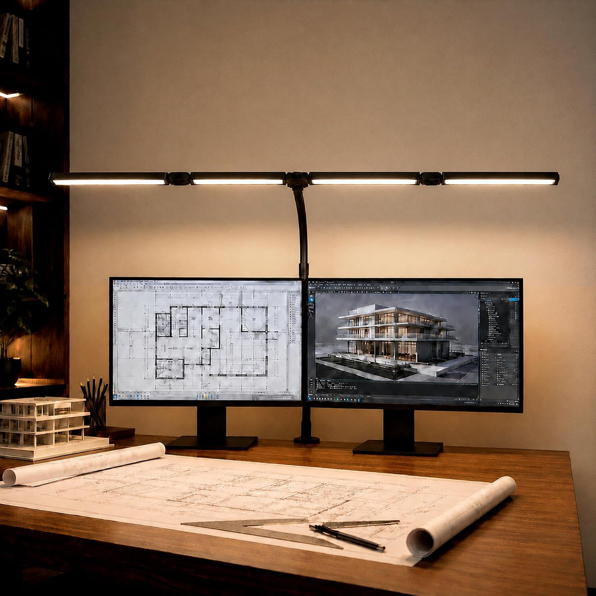 4-Light LED Architect Desk Lamp, Clamp Light for Large Desks