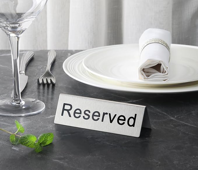 New Star Foodservice Stainless Steel Table Tent Sign, 4 x 1.5-Inch) - Image 4