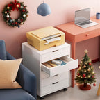 DEVAISE 5-Drawer Filing Cabinet Under Desk, Storage file Cabinet, White | Wood Drawer Unit, Craft Storage Cabinet, Office Rolling Cart, Printer Stand