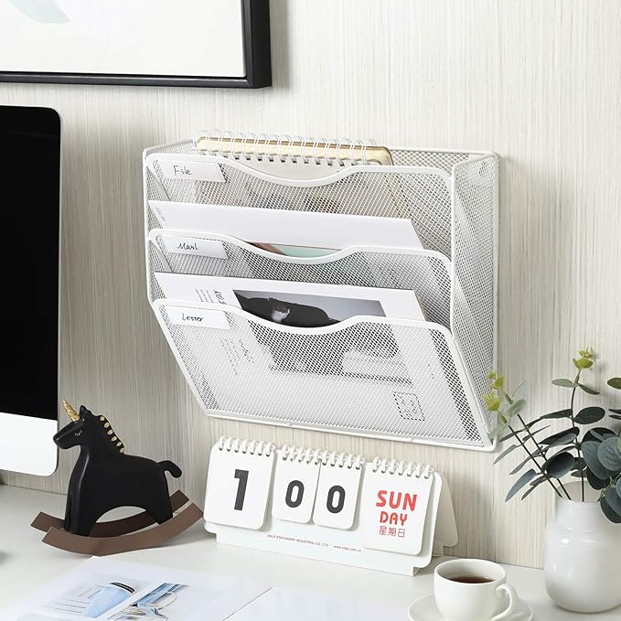 EasyPAG 3 Pocket Mesh Wall File Organizer, Hanging Paper Folder Holder - Image 5