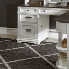 Liberty Furniture Allyson Park Opt L Shaped Desk Set with Locking File Drawer Cottage Home Office Storage - Wirebrushed White, Charcoal Tops Oak Wood