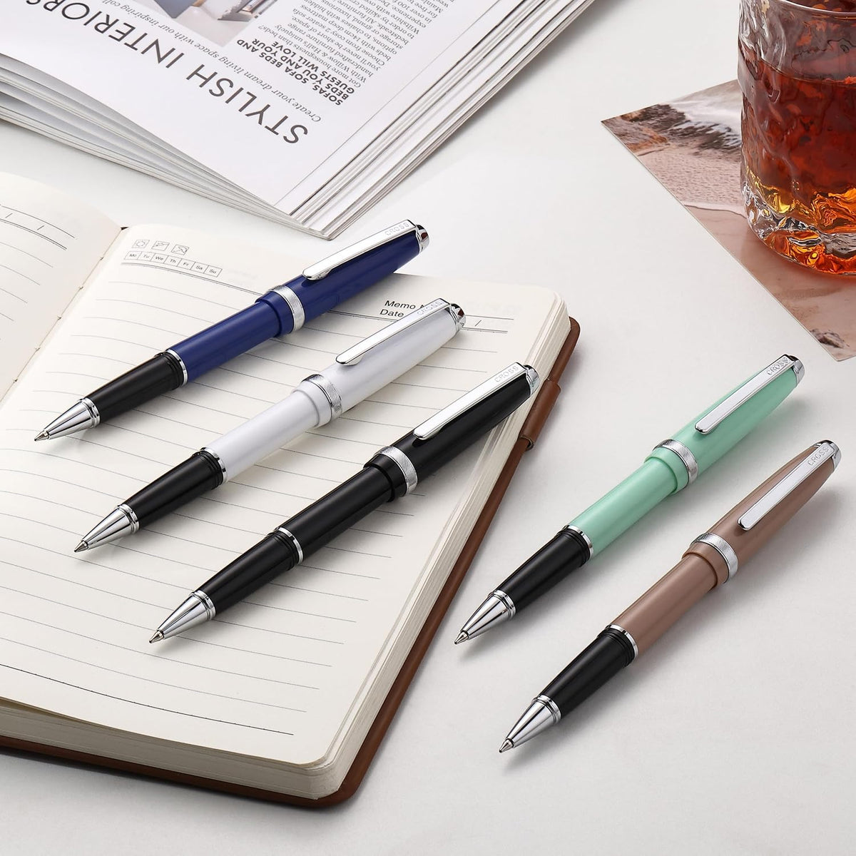 Cross Lume Obsidian Black Ballpoint Pen, Medium Point, Black Ink