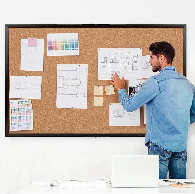 Board2by Extra Large Cork Bulletin Board 72" X 48", Foldable Notice Pin Board - Image 2
