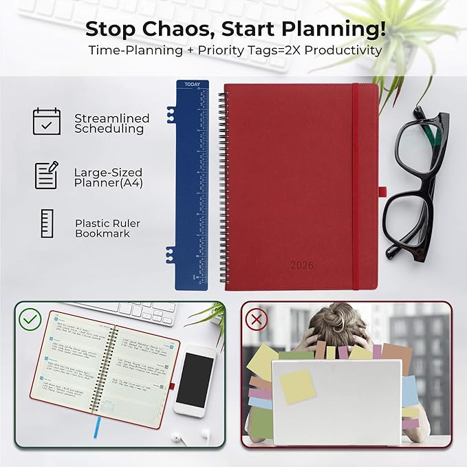 IN-LUXPRO Planner 2026 Daily Weekly and Monthly, 11.5"x8.5", 12 Months Spiral - Image 8