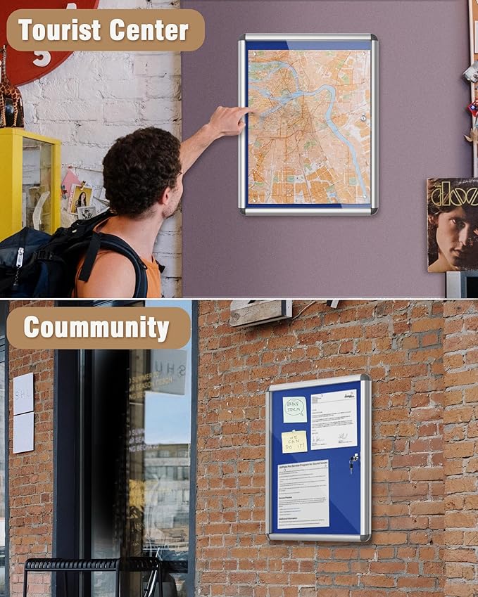 Mifuro 26"x20" Enclosed Bulletin Board, Lockable Weather-Resistant Aluminum - Image 8