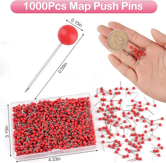 1000 Pcs Multi-Color Push Pins, Map Pins - Image 2