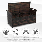 vingli 40 gallon rattan deck box with cushion, side view