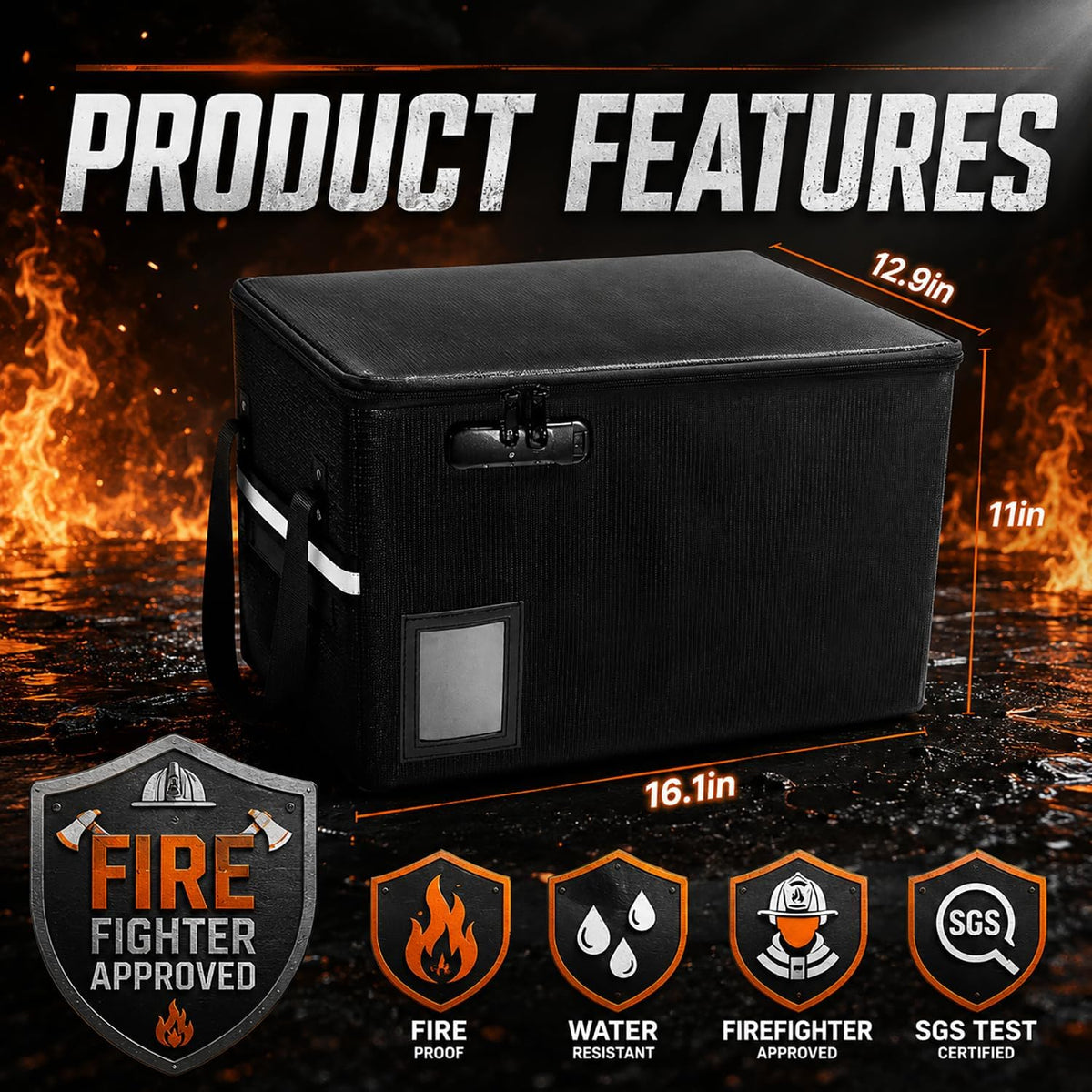 File Box with Lock 5200°F with Heat Insulated, Large Fireproof Box File Stora...