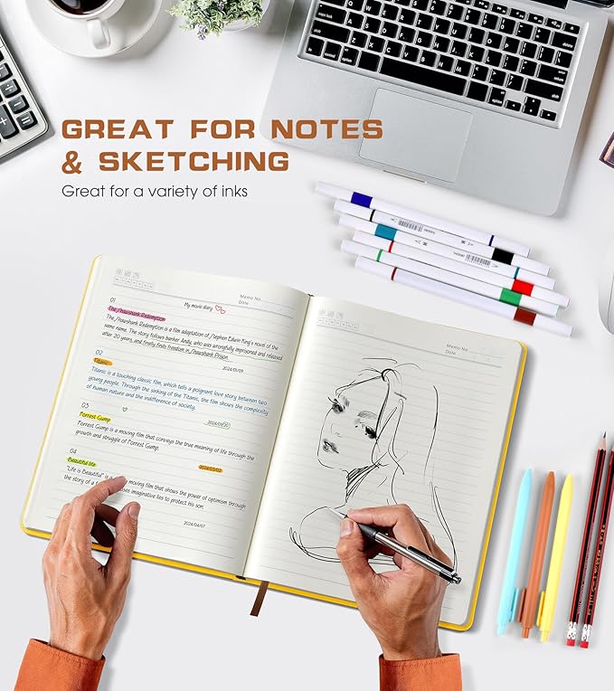 Biuwory Lined Journal Notebook for Women Men, 256 Pages A4 Large Hardcover - Image 5