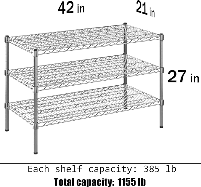 Regal Altair 21" Deep x 42" Wide x 27" Height Wire Shelving Kit | 3-Tier | NSF - Image 3