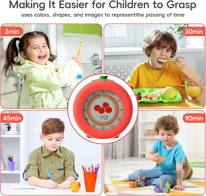 Tomato Visual Timer for Kids, 299-Minute Cute Kids Pomodoro Countdown Timer - Image 6