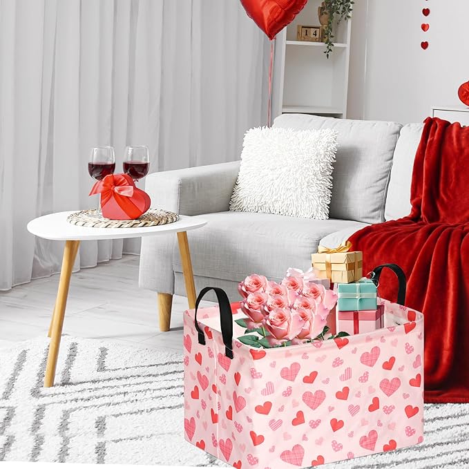 FUULOXE Rectangular Valentines Basket Storage Bin - Image 4