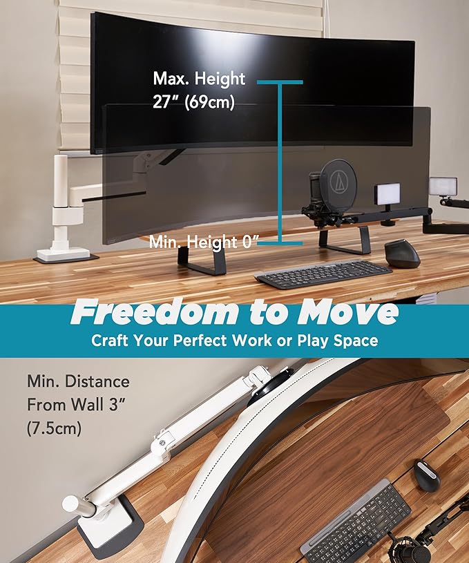 ULTRARM Heavy Duty Monitor Arm for Ultrawide Monitors up to 57" and 44 lbs - Image 3