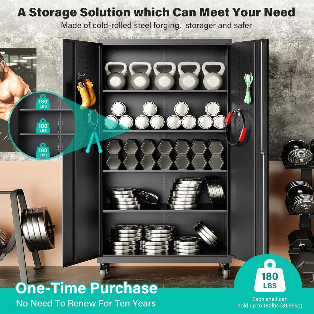 wide & deep metal storage cabinet with wheels,tall, package contents