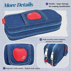 Haumei Canvas Pencil Case Large Capacity, Big Denim Pen Pouch - Image 4