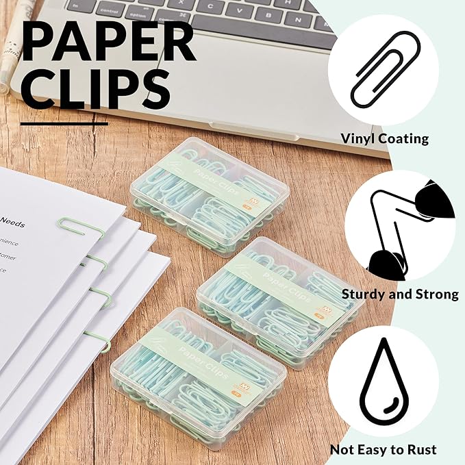 NEEWAY Colorful Paper Clips Assorted Sizes, Small and Large Paperclips - Image 4